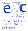 Logo de Réseau E2C France, avec écrit en dessous : Réseau des écoles de la 2ème chance en France